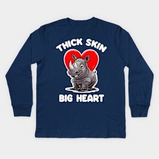 Thick Skin, Big Heart - Rhino Chubby Unicorn Kids Long Sleeve T-Shirt